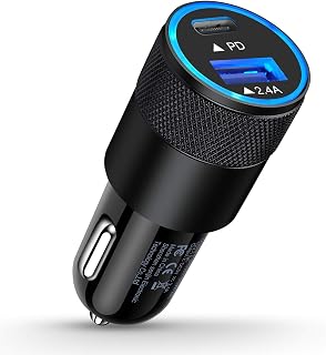 USB-C car charger: AILKIN 30W PD USB C Car Charger, USB Type C Fast Power Charging Block Dual Port USB A & USBC…