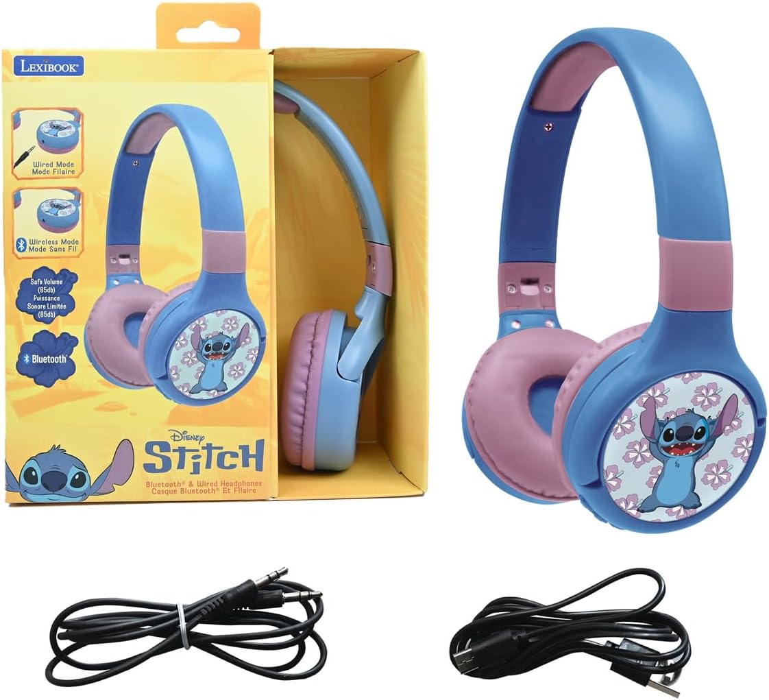 Écouteurs Lexibook Disney Stitch 2-en-1 Bluetooth — Casque Bluetooth
