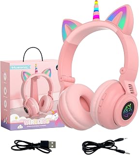 Unicorn Kids Bluetooth Headphones Foldable Pink