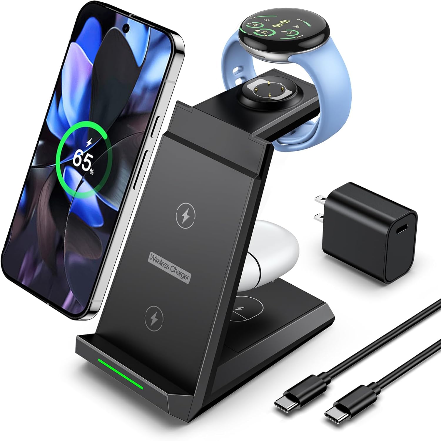 NANAMI Chargeur sans fil 3-en-1 pour Google Pixel — Chargeur sans fil