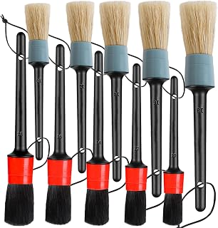 Ensemble de brosses de détail automobile LANNEY, 5 pièces en poil de sanglier — Kit de nettoyage de voiture