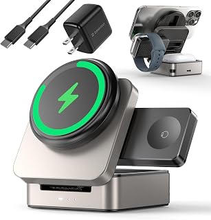 ZEEHOO Station de Recharge 3-en-1 Pliable, Qi2 15W — Chargeur sans fil