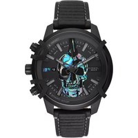 Diesel DZ4576 Griffed Chronograph Black Leather Watch — Mens Watches