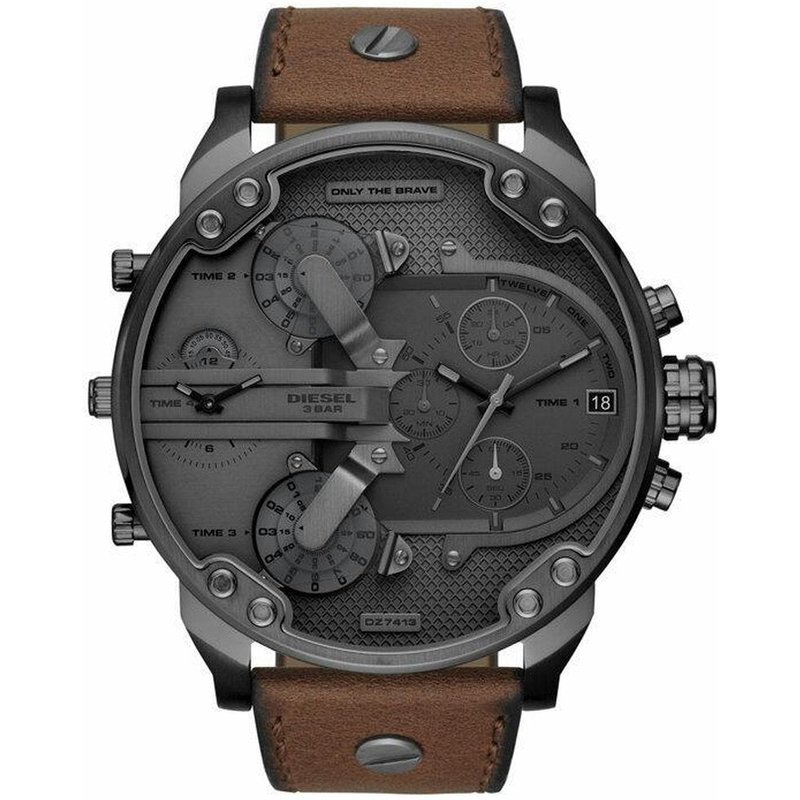 Diesel DZ7413 Mr. Daddy 2.0 Chronograph Brown Leather Men's Watch — Mens Watches