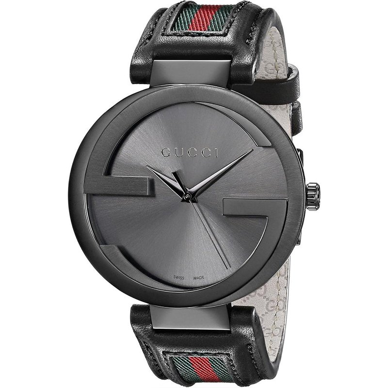 Gucci YA133206 Interlocking 42mm Red and Green Pattern Strap Unisex Watch — Mens Watches