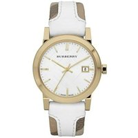 Burberry BU9110 Montre en cuir blanc à gros carreaux pour femme — Montres pour femmes
