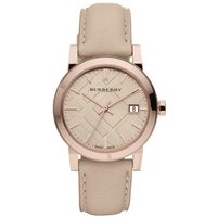 Montre pour femme Burberry BU9109 avec cadran à carreaux beige et or rose