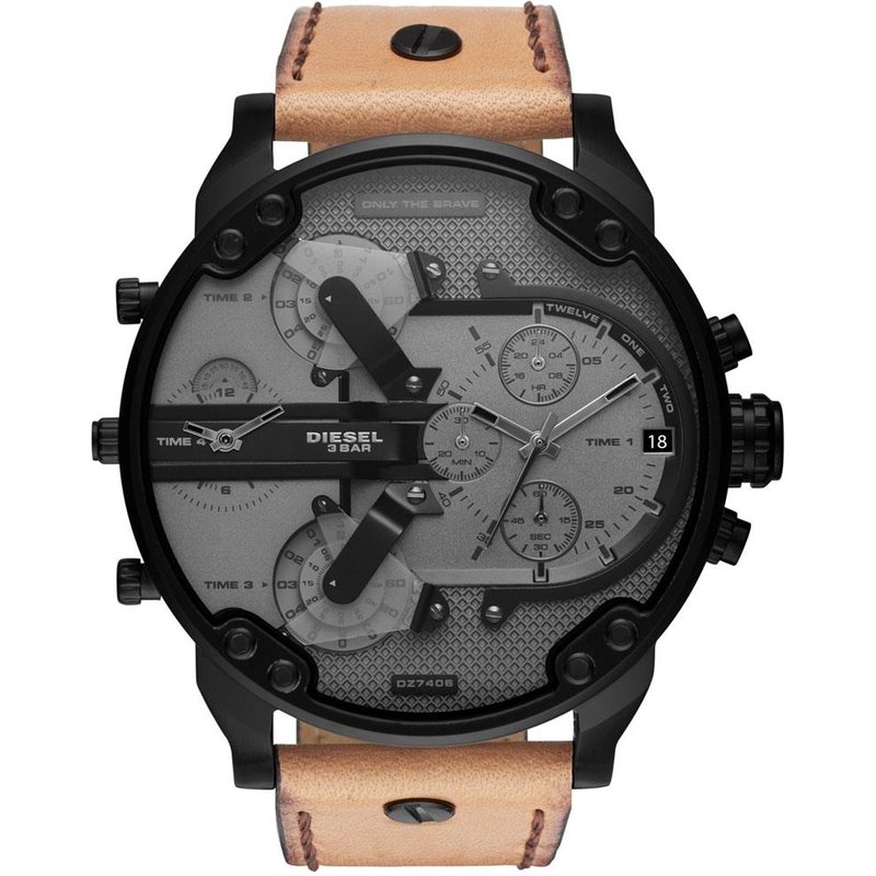 Montre Diesel DZ7406 Mr. Daddy 2.0 chronographe en cuir marron — Montres pour hommes