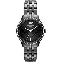 Emporio Armani AR1478 Ladies Black Ceramica Watch with Crystal Accents — Womens Watches