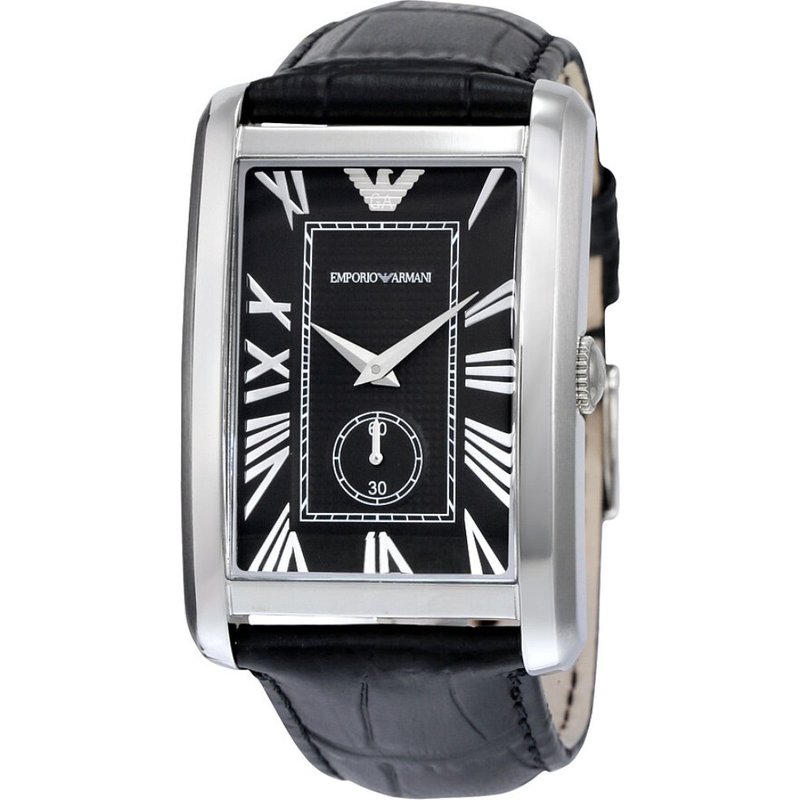 Montre pour homme Emporio Armani AR1604 avec cadran noir rectangulaire — Montres pour hommes