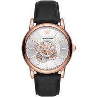 Montre automatique pour homme Emporio Armani AR60013 avec bracelet en cuir noir