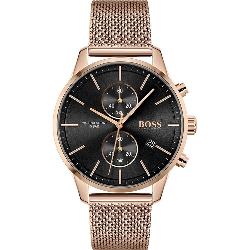 Hugo Boss 1513806 Associate Montre analogique pour homme Cadran noir — Montres pour hommes