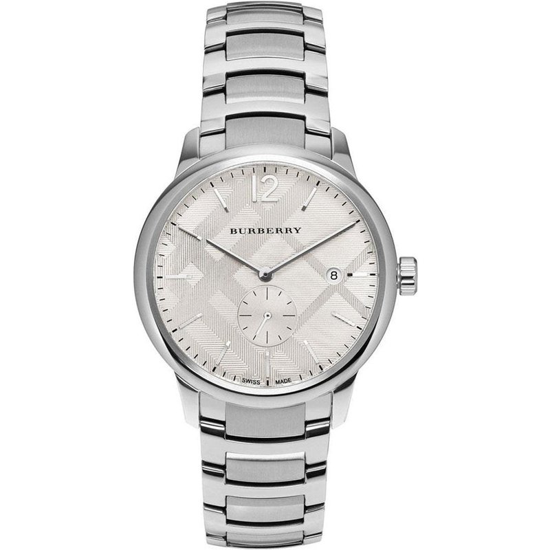 Montre pour homme Burberry BU10004 avec bracelet en cuir et cadran argenté — Montres pour hommes