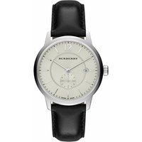 Burberry BU10000 Montre ronde classique en cuir noir avec cadran beige