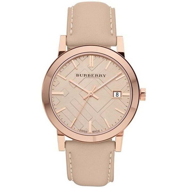 Montre Burberry BU9014 pour femme, cadran beige, bracelet en cuir — Montres pour femmes