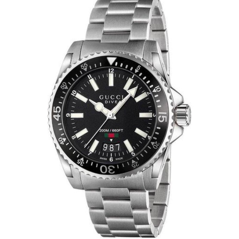 Montre pour homme Gucci YA136301B Dive Silver Matte Black 40 mm — Montres pour hommes