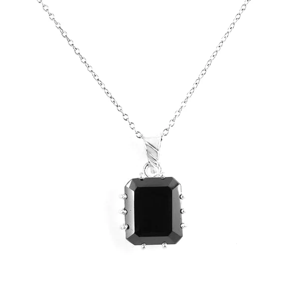 Collier pendentif diamant noir taille émeraude 5 ct - Or jaune 10 carats — Collier pendentif