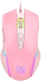 RGB Gaming Mouse Wired 6400 DPI 7 Buttons Pink