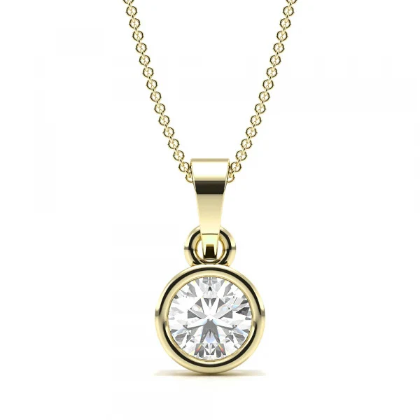 0.50 Carat Round Shaped Solitaire Lab Diamond Pendant - 10K Yellow Gold / Lab Diamond
