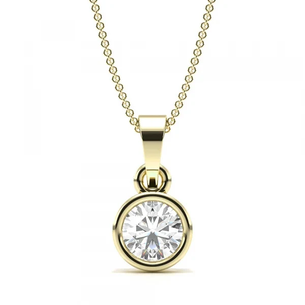 0.50 Carat Round Shaped Solitaire Lab Diamond Pendant - 10K Yellow Gold / Lab Diamond — Pendant Necklace