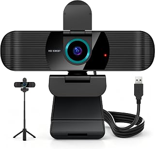 Webcam Pro HD 1080p avec Trépied et Deux Micros — Webcam