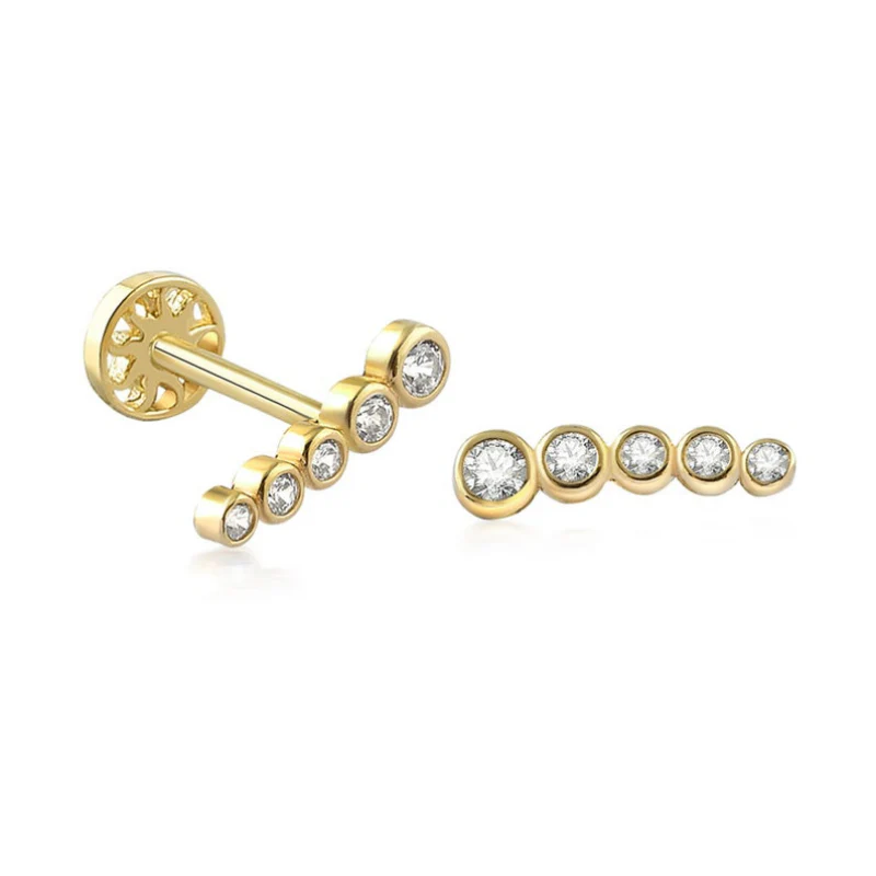 Boucles d'oreilles en diamant de 0,40 Ct avec sertissage en bezel en or rose — Boucles D'oreilles