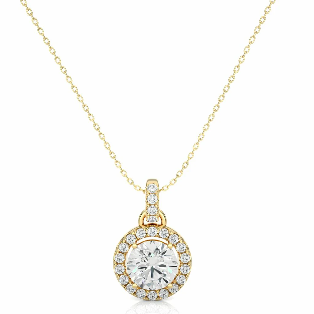 Pendentif en Diamant Halo de 1,56 Carat par GemoneDiamonds — Collier pendentif
