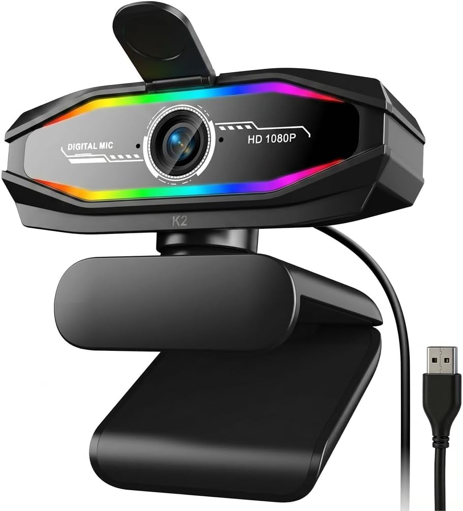 Caméra Web Diccik 1080P avec Microphone et Couvercle de Confidentialité — Webcam