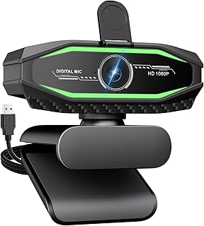 Caméra Web 1080P avec Microphone, Cache Confidentialité et Voyant RGB