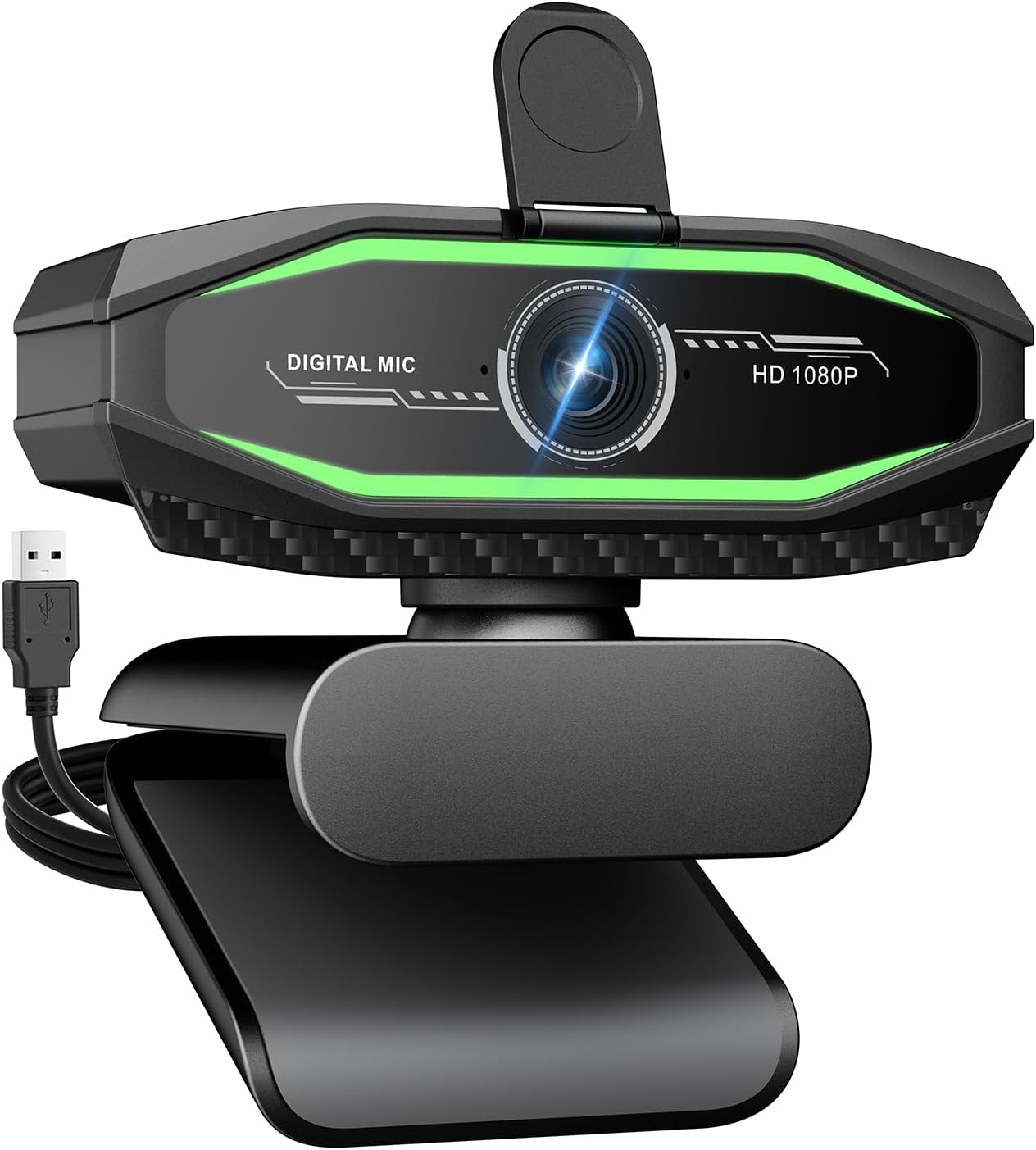 Caméra Web 1080P avec Microphone, Cache Confidentialité et Voyant RGB — Webcams