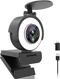 Webcam Angetube 1080p avec anneau lumineux et microphone
