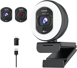 Webcam 4K avec anneau lumineux, autofocus et volet privacy