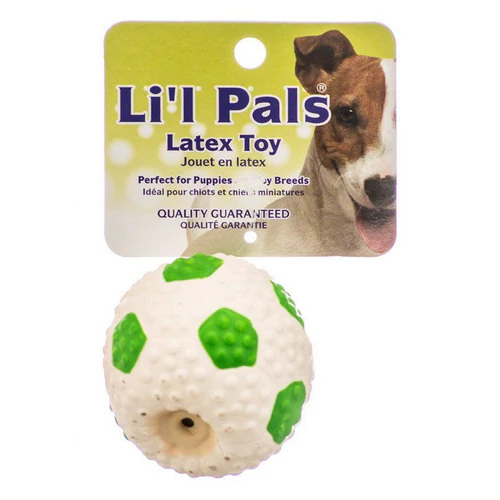 Latex Mini Soccer Ball for Dogs - Green & White 2" Diameter by Li'l Pals — Dog Toys
