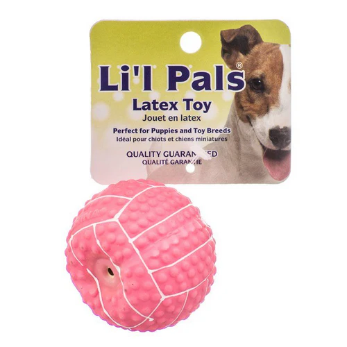 Li'l Pals Mini jouet de volley-ball en latex rose pour chien 5,1 cm de diamètre