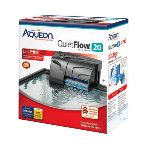 Aqueon QuietFlow LED Pro Power Filter QuietFlow 20 pour aquariums jusqu'à 20 gallons — Accessoires pour aquariums