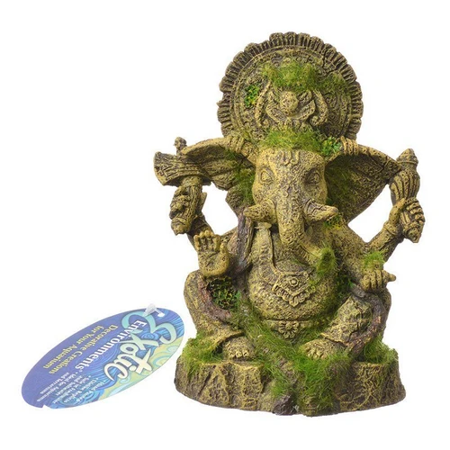 Exotic Environments Ganesha Statue with Moss Aquarium Ornament 4.75"L x 4"W x 6.25"H by Blue Ribbon Pet Products — Aquarium Accessories
