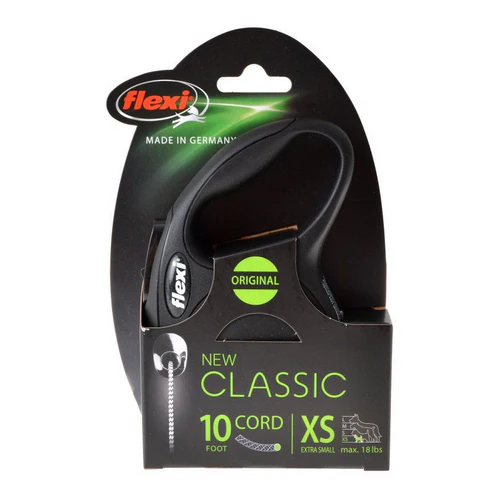 Flexi New Classic Cordon rétractable Laisse pour chien Noir X-Small Cordon de 10' — Laisse pour chien