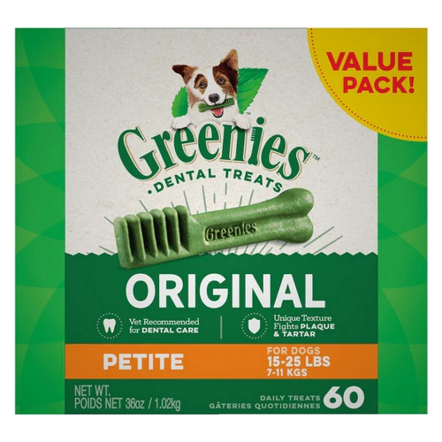 Greenies, Original Teenie Dental Dog Treats, Petite - 60 Treats - (Dogs 15-25 lbs) — Dog Toys