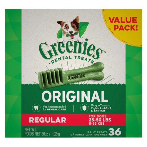 Greenies, Original Teenie Dental Dog Treats, Regular - 36 Treats - (Dogs 25-50 lbs) — Dog Toys