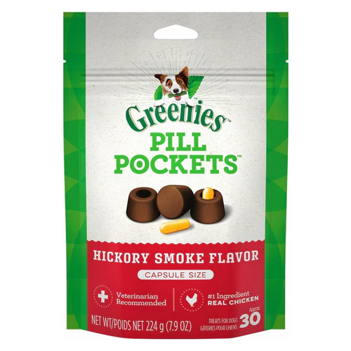 Greenies Pill Pockets Friandises pour chiens Saveur de fumée d'hickory 7,9 oz — Gâteries pour dressage de chiens