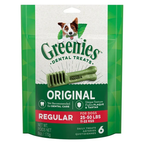 Greenies Original Teenie Dental Dog Treats 6 pièces pour chiens de 25 à 50 lb