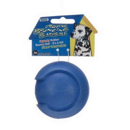 JW Pet iSqueak Bouncing Baseball Jouet en caoutchouc pour chien Taille moyenne 7,6 cm de diamètre