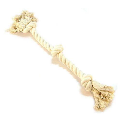 Flossy Chews 3 Knot Tug Toy Rope for Dogs - White Medium (20" Long) by Mammoth Pet Products — Dog Toys