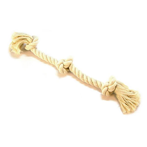 Flossy Chews 3 Knot Tug Toy Rope for Dogs - White Large (25" Long) by Mammoth Pet Products — Dog Toys