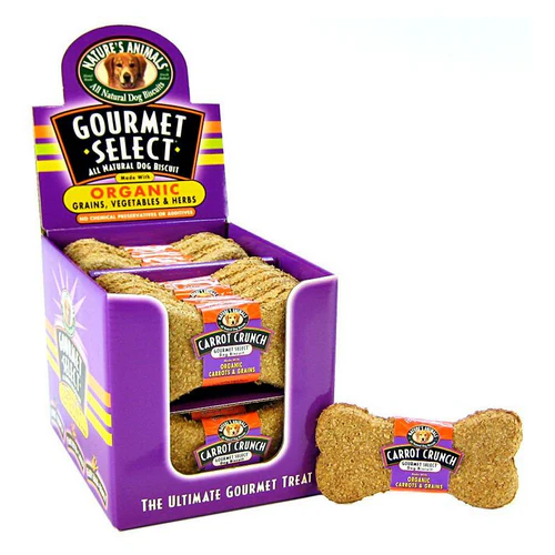 Natures Animals Gourmet Select Os de chien biologique saveur de carotte 4 pouces caisse de 24