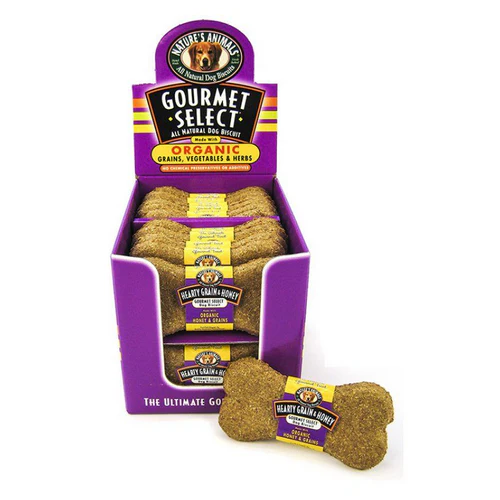 Natures Animals, Gourmet Select Organic Dog Bone - Grain & Honey Flavor, 4 Inch (Case Of 24) — Dog Toys