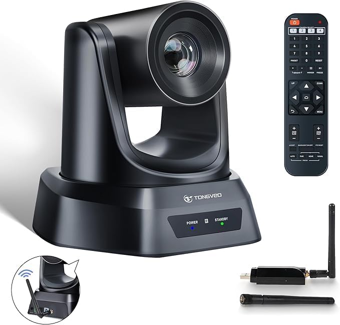 Caméra PTZ TONGVEO sans fil pour conférences 1080P 60fps — Webcam