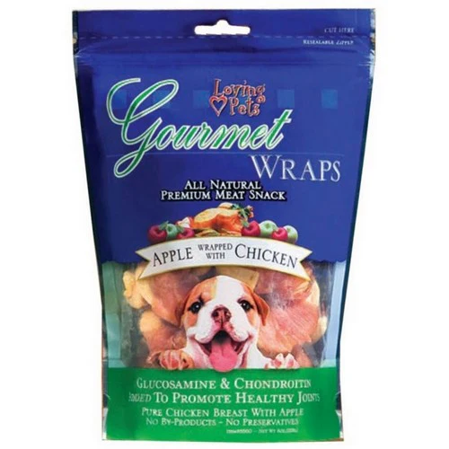 Loving Pets Gourmet Apple and Chicken Wraps 6 oz Dog Treats