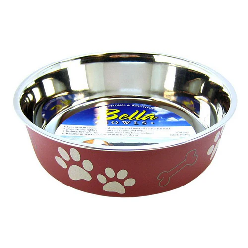 Loving Pets Stainless Steel Merlot Dog Dish with Rubber Base 8.5" Diameter