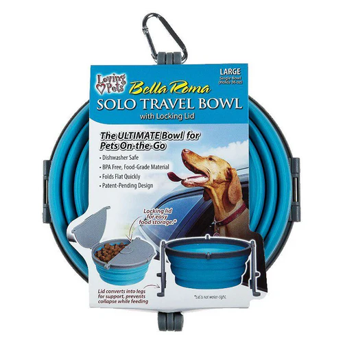 Loving Pets Bella Roma Blue Large Travel Bowl 1 Count